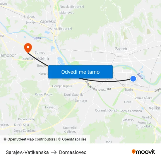Sarajev.-Vatikanska to Domaslovec map