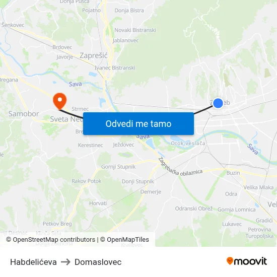 Habdelićeva to Domaslovec map