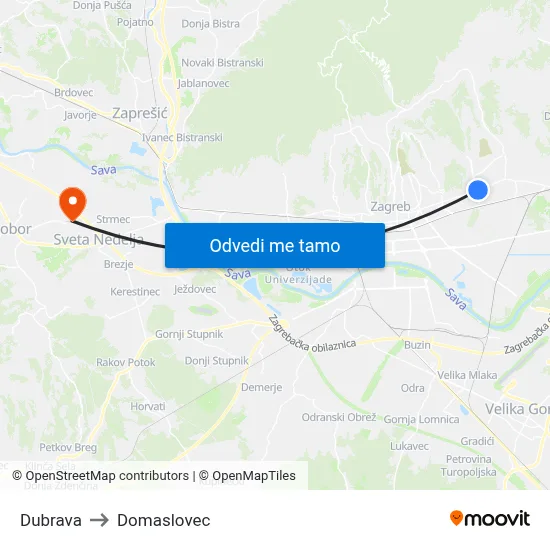 Dubrava to Domaslovec map