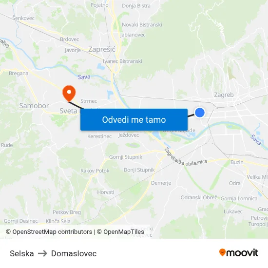 Selska to Domaslovec map