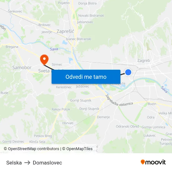 Selska to Domaslovec map