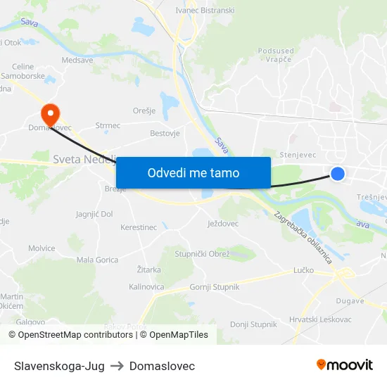 Slavenskoga-Jug to Domaslovec map