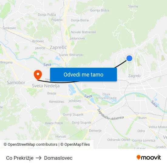 Co Prekrižje to Domaslovec map