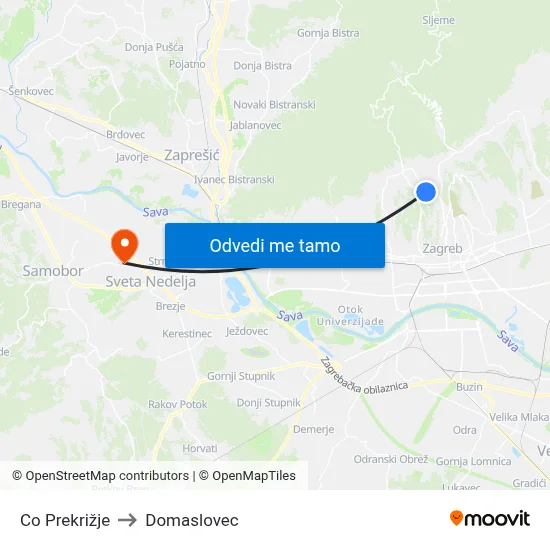 Co Prekrižje to Domaslovec map