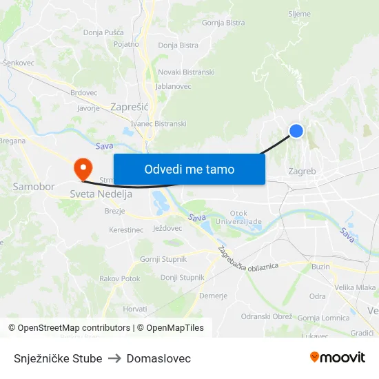 Snježničke Stube to Domaslovec map