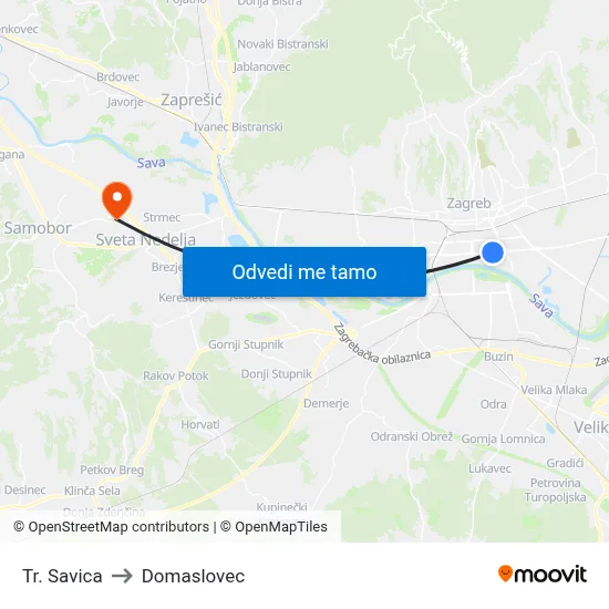 Tr. Savica to Domaslovec map