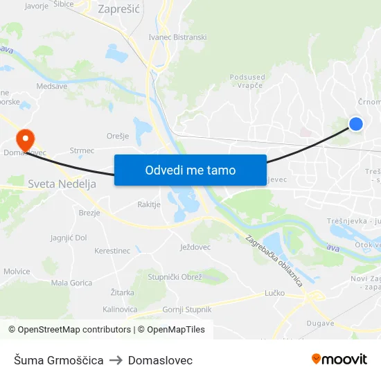 Šuma Grmoščica to Domaslovec map