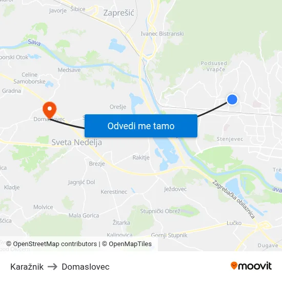 Karažnik to Domaslovec map