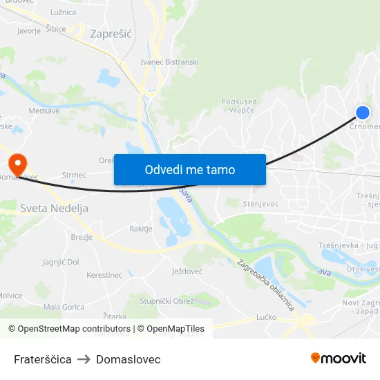 Fraterščica to Domaslovec map