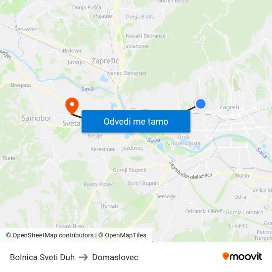 Bolnica Sveti Duh to Domaslovec map