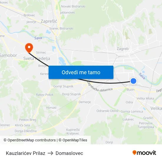 Kauzlarićev Prilaz to Domaslovec map