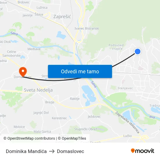 Dominika Mandića to Domaslovec map