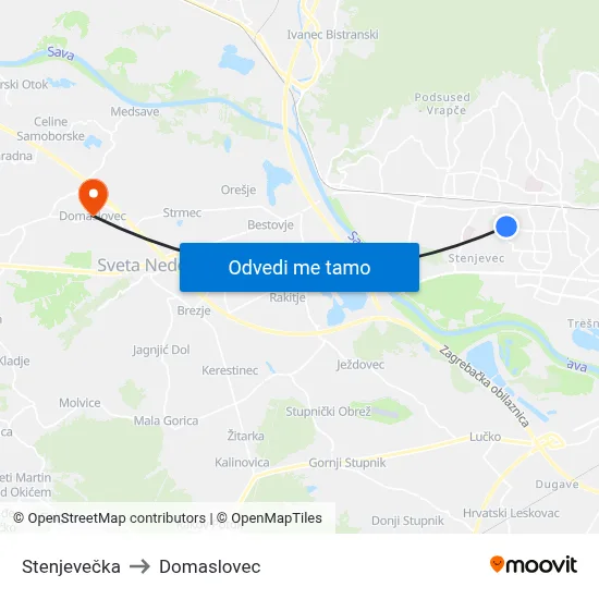 Stenjevečka to Domaslovec map