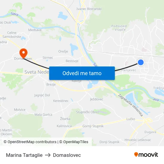 Marina Tartaglie to Domaslovec map
