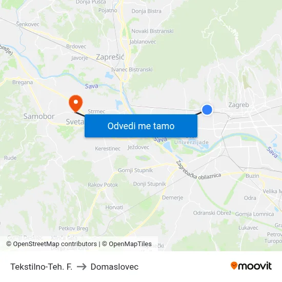 Tekstilno-Teh. F. to Domaslovec map