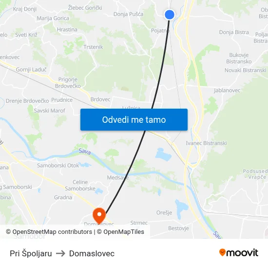Pri Špoljaru to Domaslovec map
