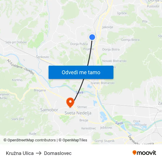 Kružna Ulica to Domaslovec map