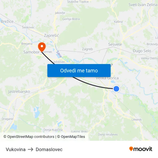 Vukovina to Domaslovec map