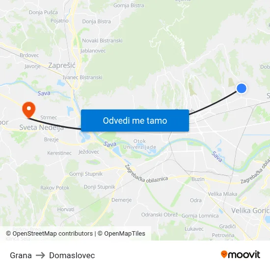 Grana to Domaslovec map