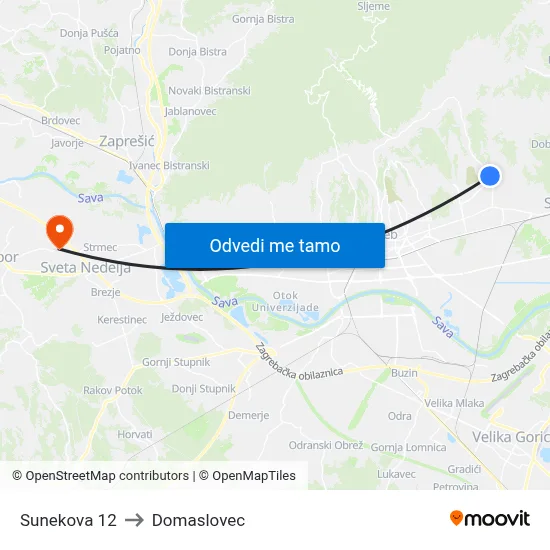 Sunekova 12 to Domaslovec map