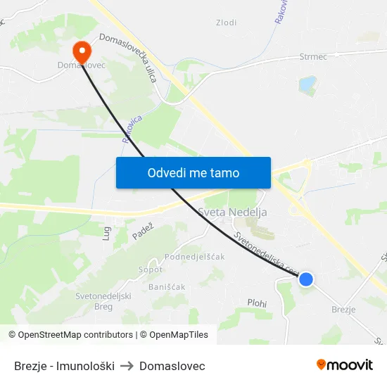 Brezje - Imunološki to Domaslovec map