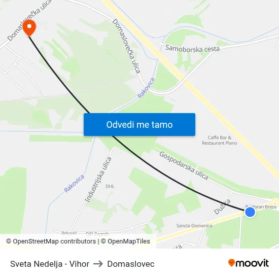 Sveta Nedelja - Vihor to Domaslovec map