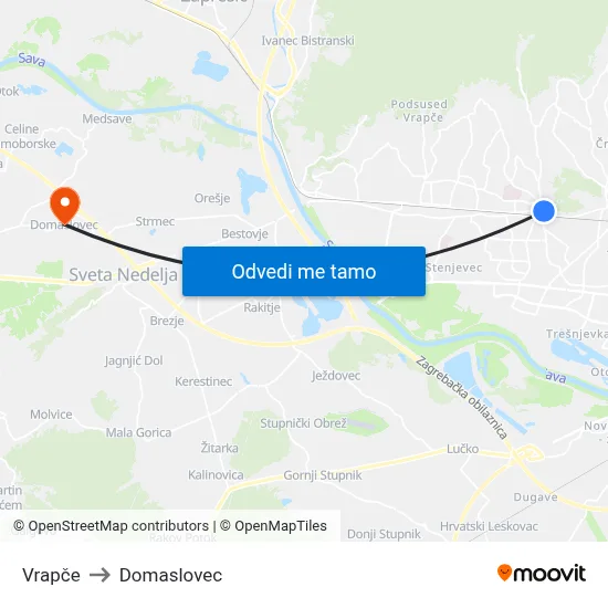 Vrapče to Domaslovec map