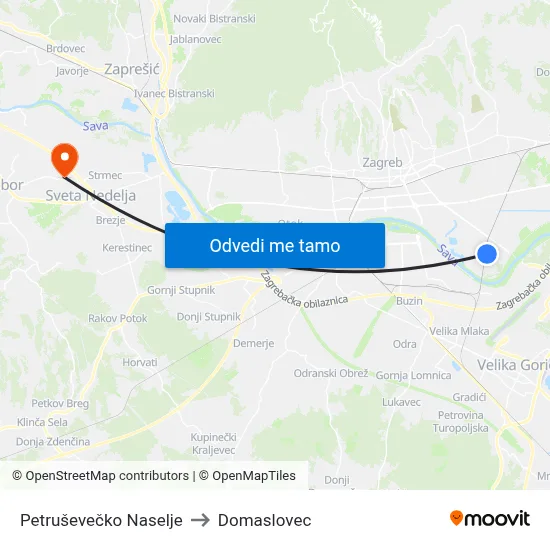 Petruševečko Naselje to Domaslovec map