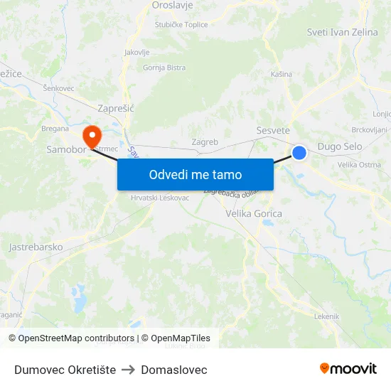 Dumovec Okretište to Domaslovec map