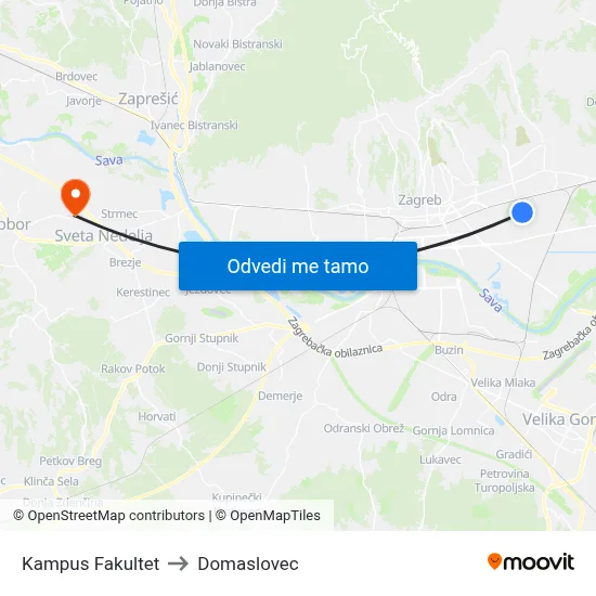 Kampus Fakultet to Domaslovec map