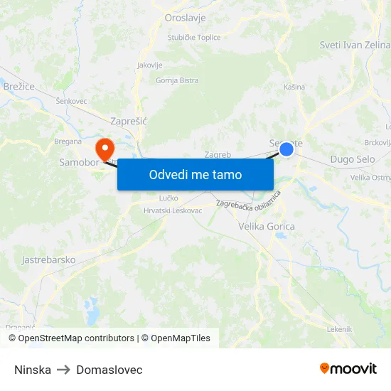 Ninska to Domaslovec map