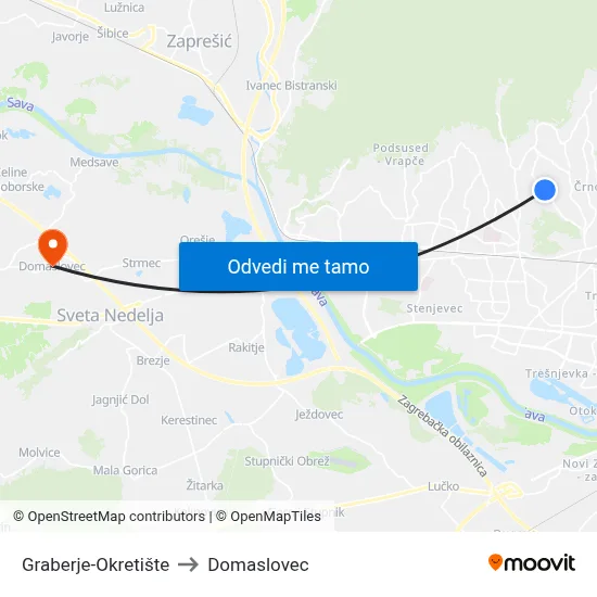 Graberje-Okretište to Domaslovec map