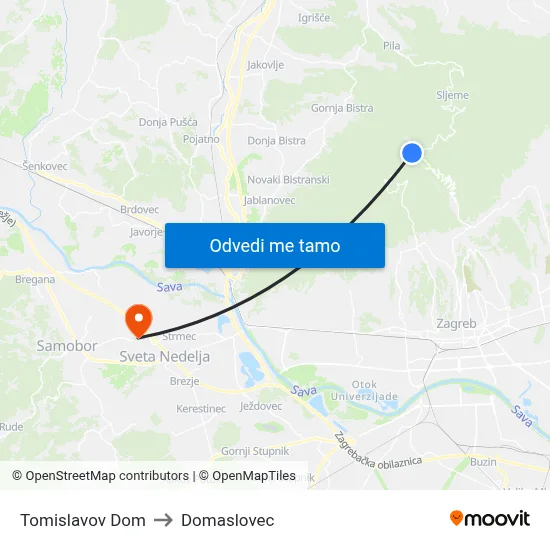 Tomislavov Dom to Domaslovec map