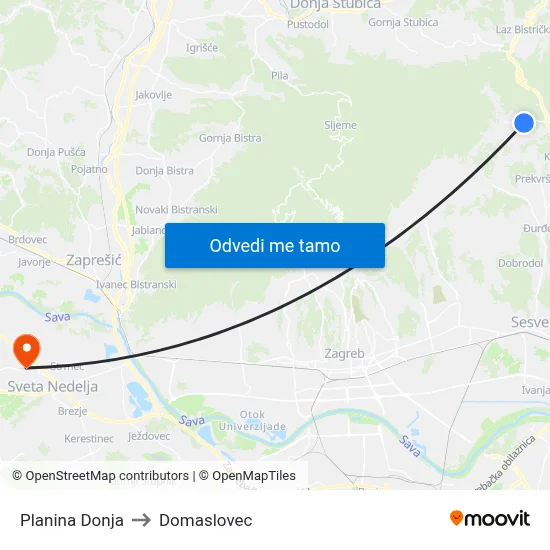 Planina Donja to Domaslovec map