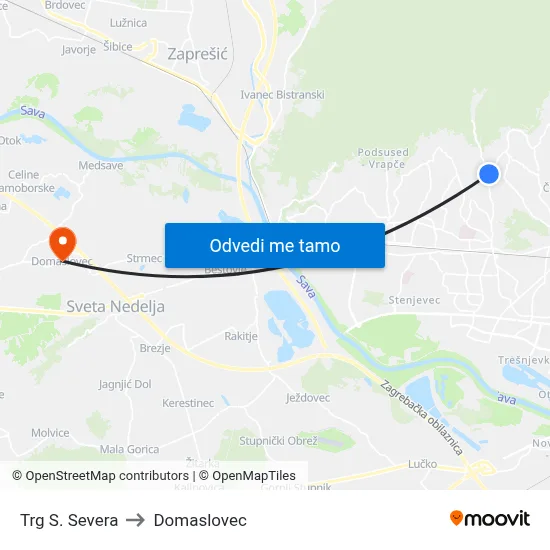 Trg S. Severa to Domaslovec map