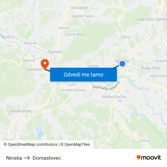 Ninska to Domaslovec map