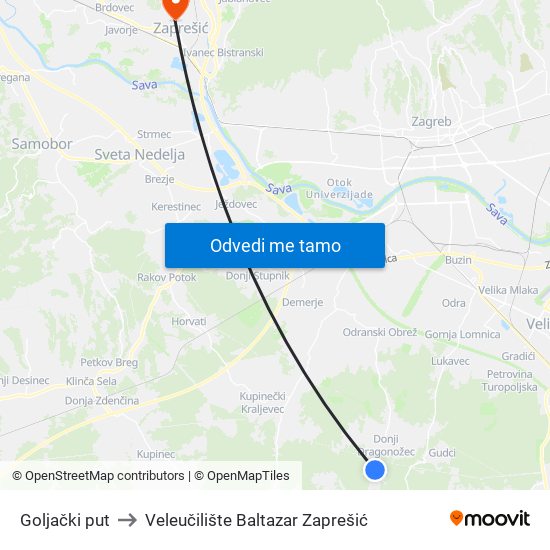 Goljački put to Veleučilište Baltazar Zaprešić map