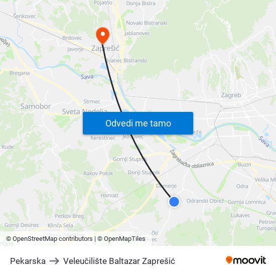 Pekarska to Veleučilište Baltazar Zaprešić map