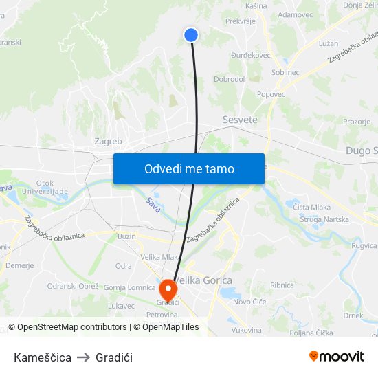 Kameščica to Gradići map