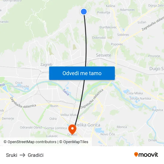 Sruki to Gradići map