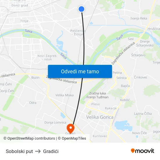 Sobolski put to Gradići map