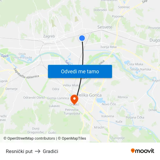Resnički put to Gradići map