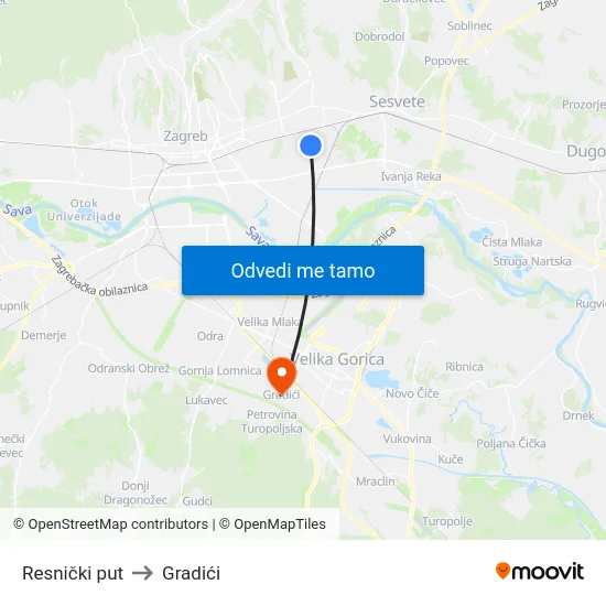 Resnički put to Gradići map
