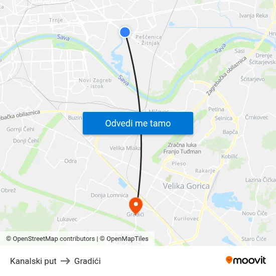 Kanalski put to Gradići map