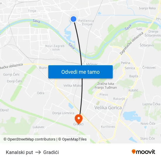 Kanalski put to Gradići map