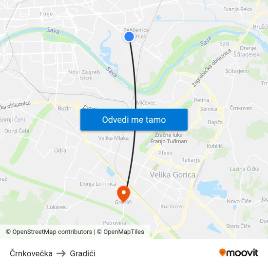 Črnkovečka to Gradići map