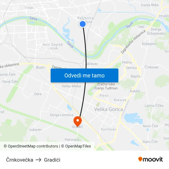 Črnkovečka to Gradići map