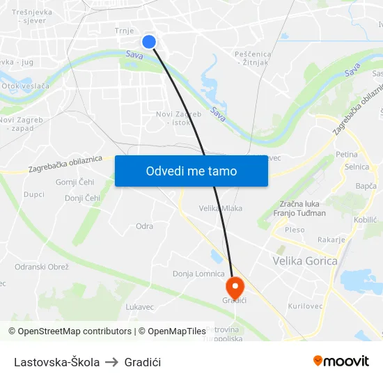 Lastovska-Škola to Gradići map