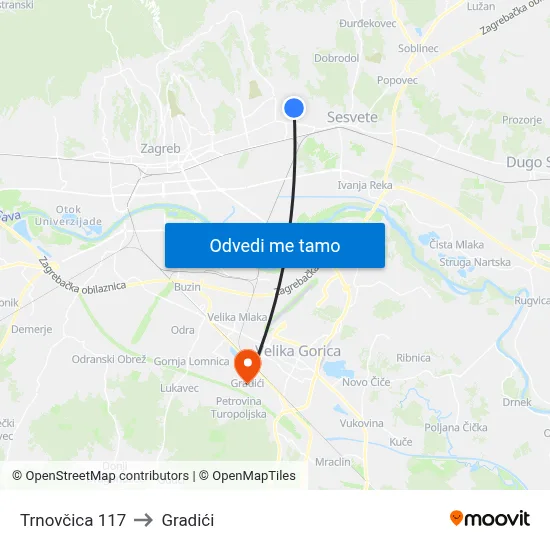 Trnovčica 117 to Gradići map