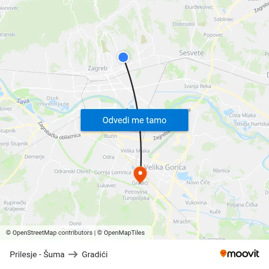 Prilesje - Šuma to Gradići map